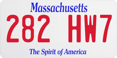 MA license plate 282HW7
