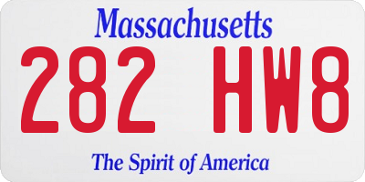 MA license plate 282HW8