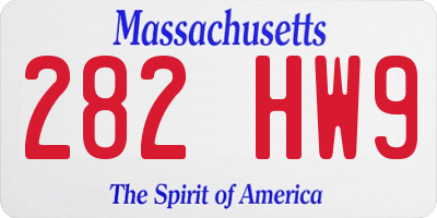 MA license plate 282HW9