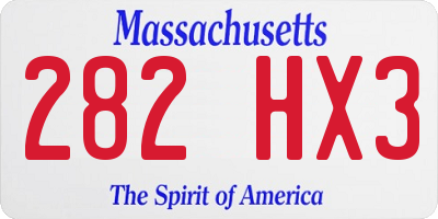 MA license plate 282HX3