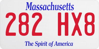 MA license plate 282HX8