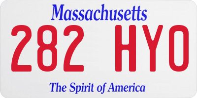 MA license plate 282HY0