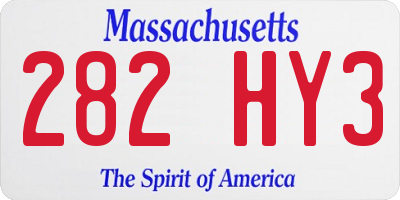 MA license plate 282HY3