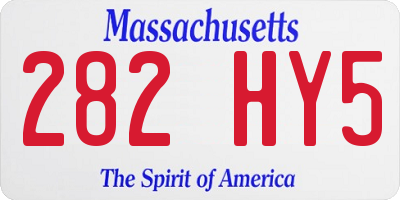 MA license plate 282HY5