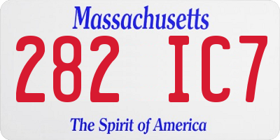 MA license plate 282IC7