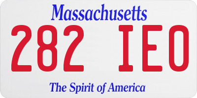 MA license plate 282IE0