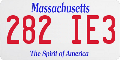 MA license plate 282IE3