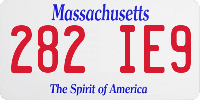 MA license plate 282IE9