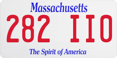 MA license plate 282II0