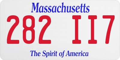 MA license plate 282II7