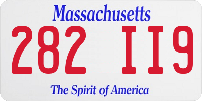 MA license plate 282II9