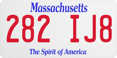 MA license plate 282IJ8