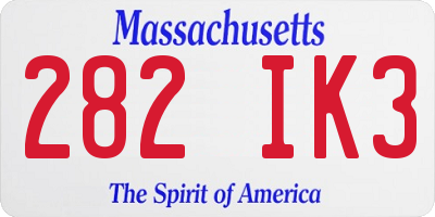 MA license plate 282IK3