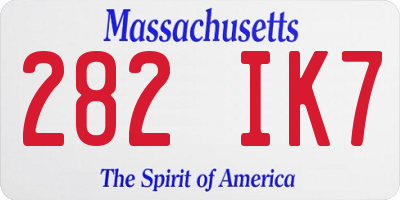MA license plate 282IK7
