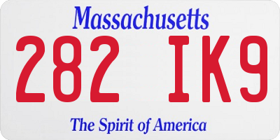 MA license plate 282IK9
