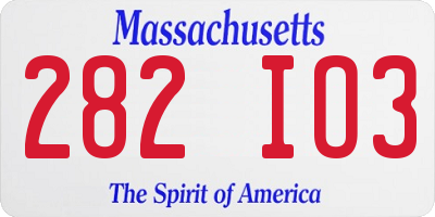 MA license plate 282IO3