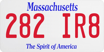 MA license plate 282IR8