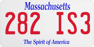 MA license plate 282IS3