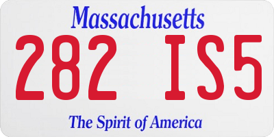MA license plate 282IS5