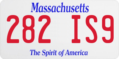 MA license plate 282IS9