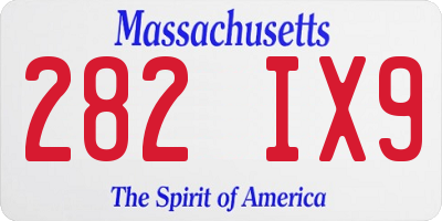 MA license plate 282IX9