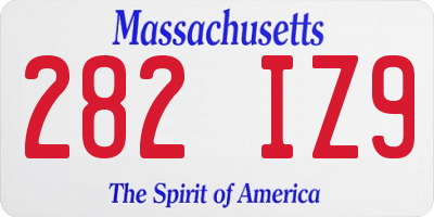 MA license plate 282IZ9