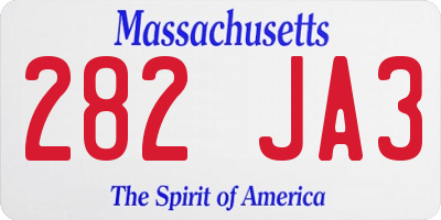 MA license plate 282JA3