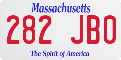 MA license plate 282JB0