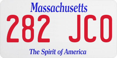 MA license plate 282JC0