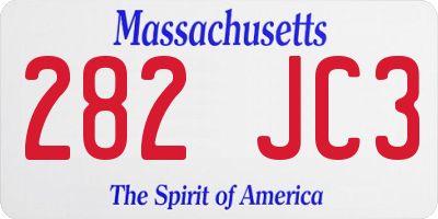 MA license plate 282JC3