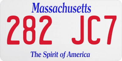 MA license plate 282JC7
