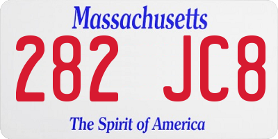 MA license plate 282JC8