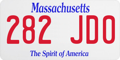 MA license plate 282JD0