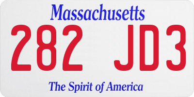 MA license plate 282JD3