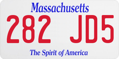 MA license plate 282JD5