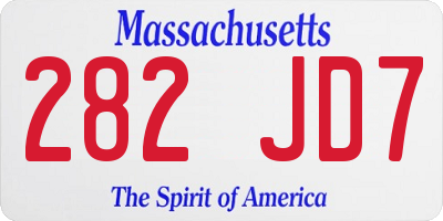 MA license plate 282JD7