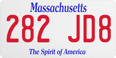 MA license plate 282JD8