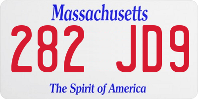 MA license plate 282JD9