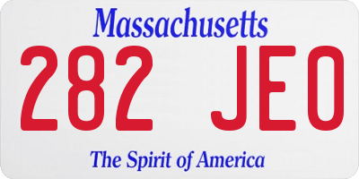 MA license plate 282JE0