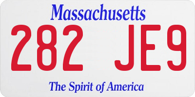 MA license plate 282JE9