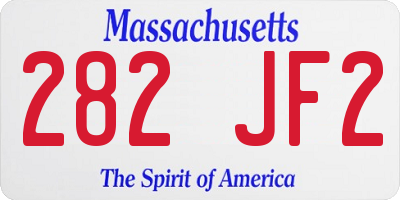 MA license plate 282JF2