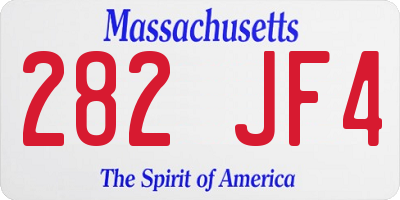 MA license plate 282JF4