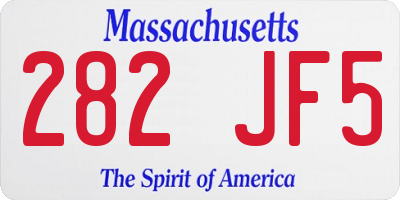 MA license plate 282JF5