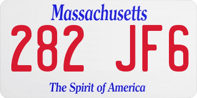 MA license plate 282JF6