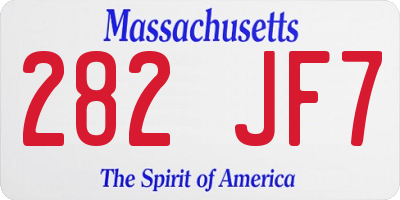 MA license plate 282JF7