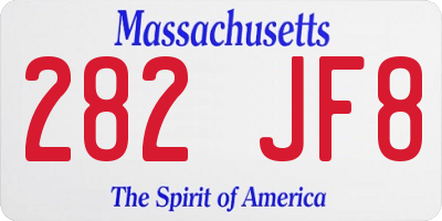 MA license plate 282JF8