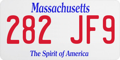 MA license plate 282JF9