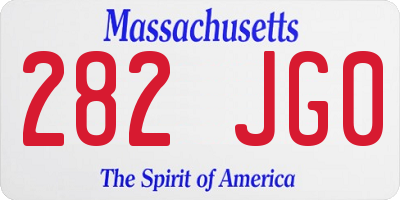 MA license plate 282JG0