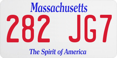 MA license plate 282JG7