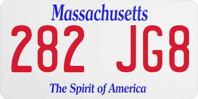 MA license plate 282JG8